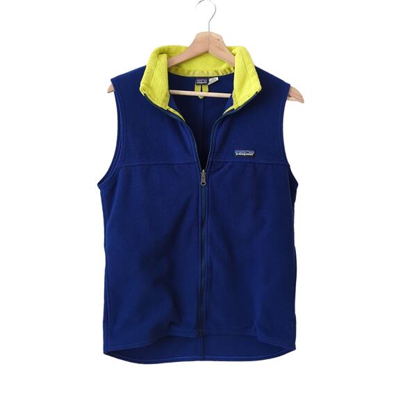 Vintage Patagonia Y2K Women's Jacket Fleece Vest Blue Full Zip Neon Small - Picture 1 of 10